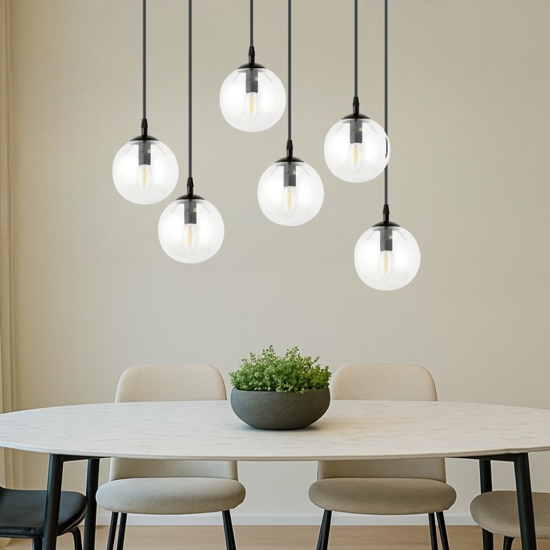 Lampadario bocce di vetro pr soggiorno moderno fp