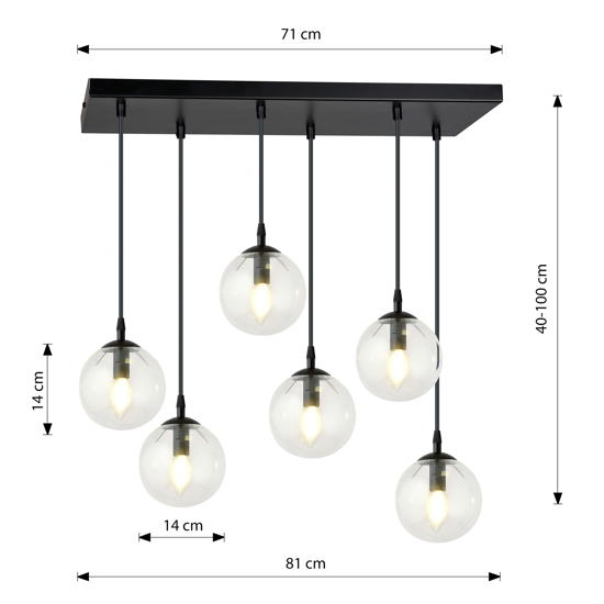 Lampadario bocce di vetro pr soggiorno moderno fp