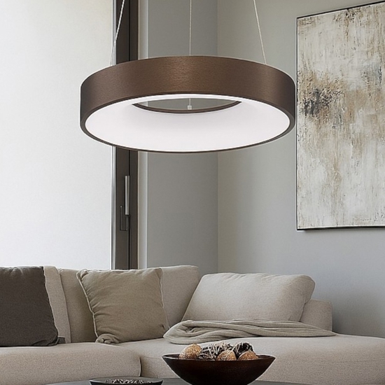 Lampadario cerchio 38cm led 3000k marrone per soggiorno
