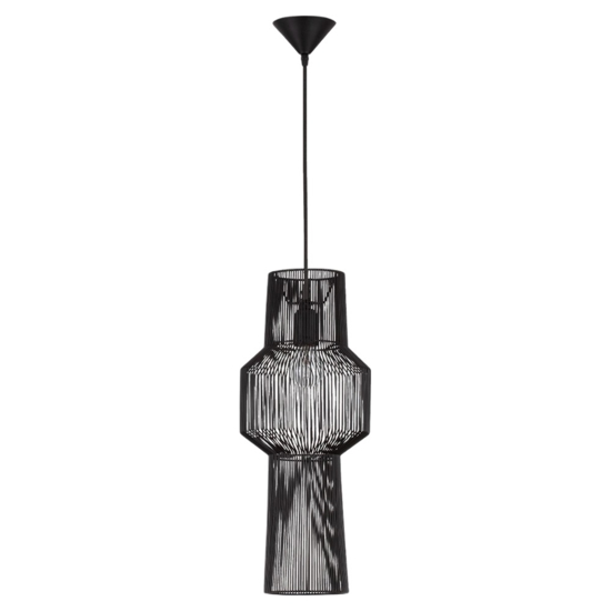 Lampadario fili di tessuto nero design moderno