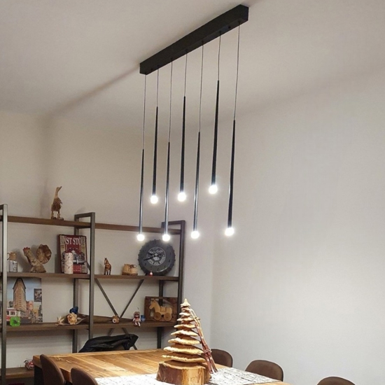 Lampadario nero moderna led 21w 3000k per sala soggiorno