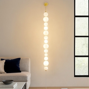 Piantana oro da parete perle vetro bianco elegante
