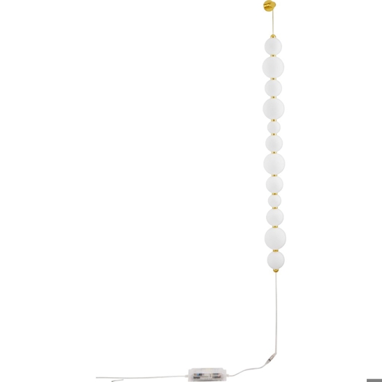 Piantana oro da parete perle vetro bianco elegante