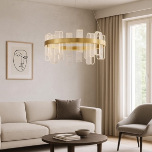 Lampadario elegante moderno per soggiorno dorato deisgn