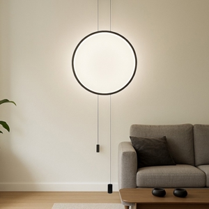 Piantana pendente dal soffitto nera cerchio led design moderna fp
