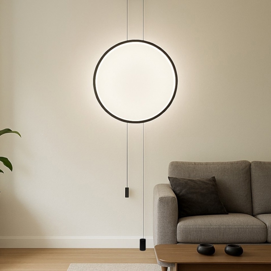 Piantana pendente dal soffitto nera cerchio led design moderna fp