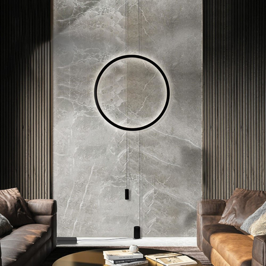 Piantana pendente dal soffitto nera cerchio led design moderna fp