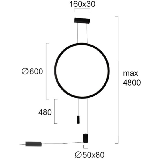 Piantana pendente dal soffitto nera cerchio led design moderna fp