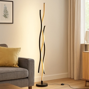 Lampada da terra led nero marrone design moderna per soggiorno