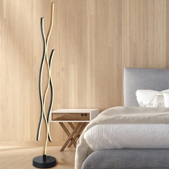 Lampada da terra led nero marrone design moderna per soggiorno