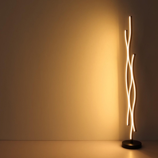 Lampada da terra led nero marrone design moderna per soggiorno