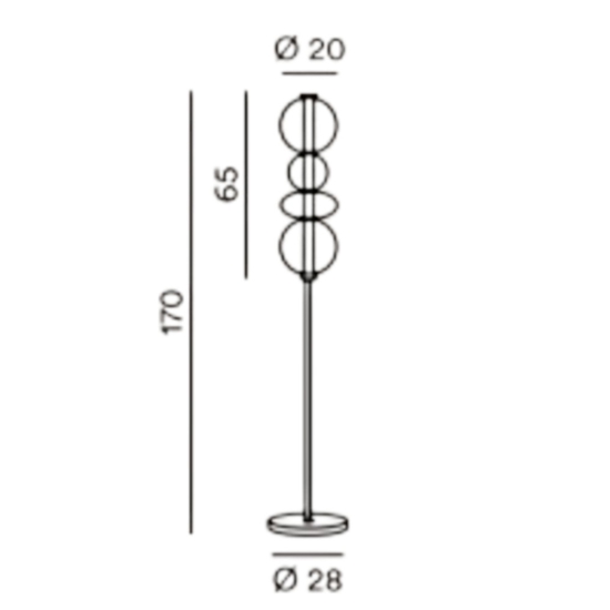 Piantana bubbles perenz oro stile contemporaneo led 36w 3000k