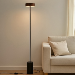 Lampada da terra colore legno base nera led 3000k moderna