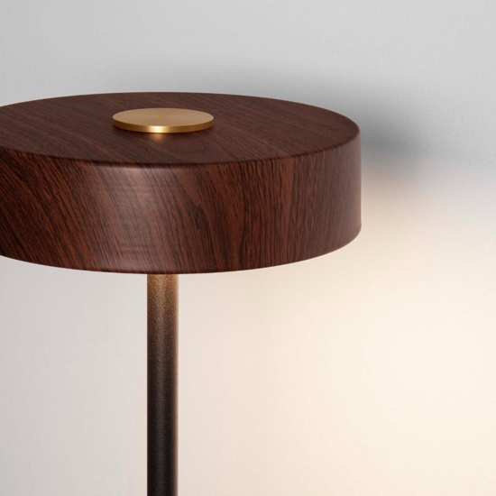 Lampada da terra colore legno base nera led 3000k moderna