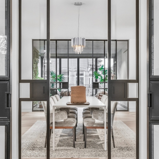 Lampadario per soggiorno cromo con cristalli elegante