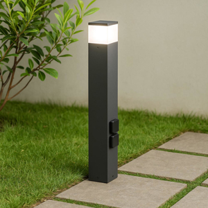 Lampione per esterno moderno grafite led 12w 3000k con due prese