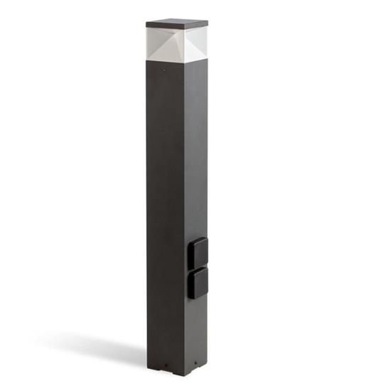 Lampione per esterno moderno grafite led 12w 3000k con due prese
