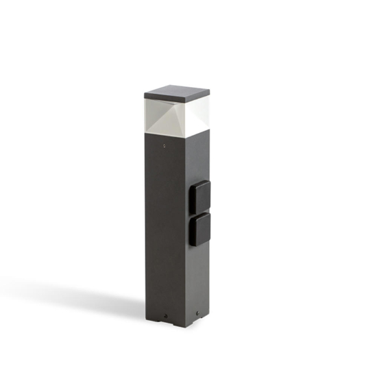 Lampione da esterno giardino led 12w 4000k grafite con due prese ip65