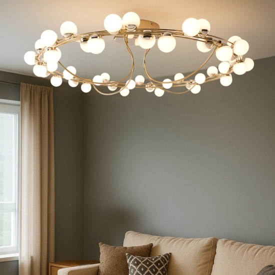 Maytoni tessara plafoniera moderna colore oro con sfere led 3000k