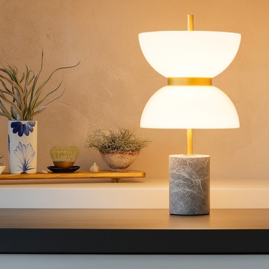 Maytoni kyoto lampada da tavolo moderna effetto marmo led 3000k