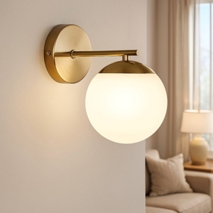 Maytoni marble applique da parete colore oro con sfera in vetro