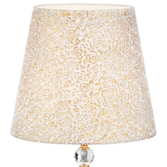 Queen pt1 ideal lux piantana classica paralume tessuto glitter oro inserti di cristallo