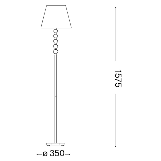 Queen pt1 ideal lux piantana classica paralume tessuto glitter oro inserti di cristallo