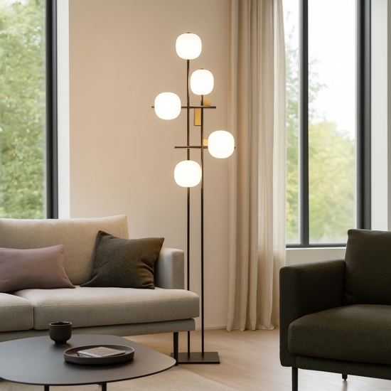 Lampada da terra moderna miloox lingotto nero oro per salotto