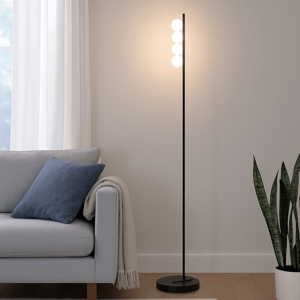 Ideal lux ping pong pt4 lampada da terra nera led 12w 3000k