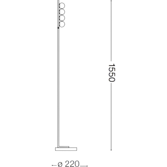 Ideal lux ping pong pt4 lampada da terra nera led 12w 3000k