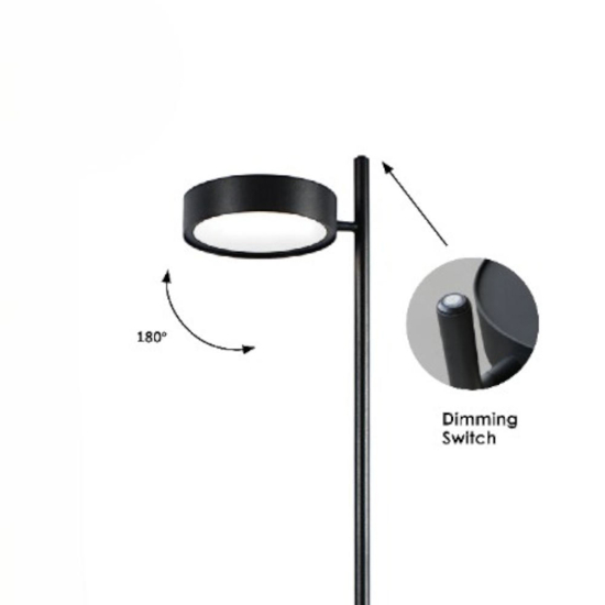 Lampada da terra nera led 28w 3000k dimmerabile orientabile fp