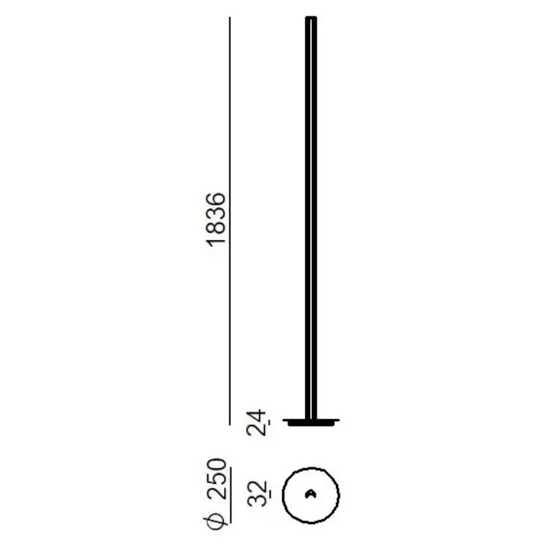 Lampada da terra led 3000k alluminio linea light halfpipe