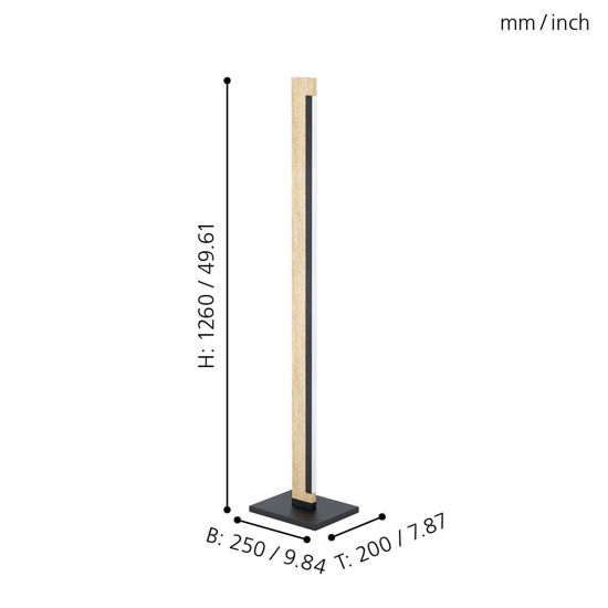 Comacho eglo lampada da terra di legno moderna led 19w 3000k dimmerabile