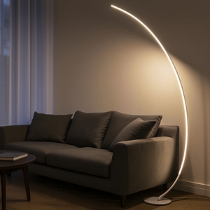 Lampada da terra bianca iole gea luce curva moderna led 30w 3000k