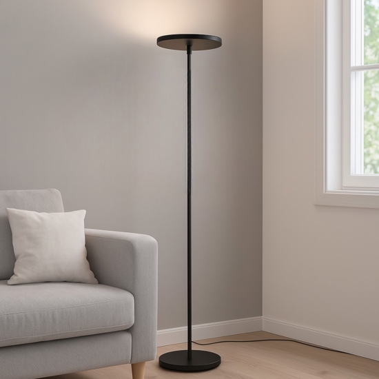 Lampada da terra led 30w 3000k a 5000k dimmerabile nera piantana moderna
