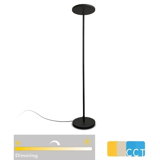 Lampada da terra led 30w 3000k a 5000k dimmerabile nera moderna
