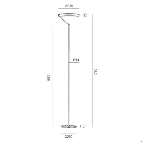 Lampada da terra vivida meridiana bianca led 27w 3000k 4000k