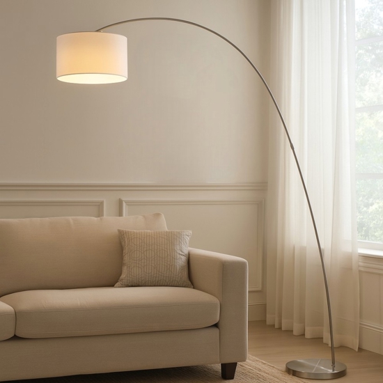 Lampada ad arco moderna stelo grigio nichel