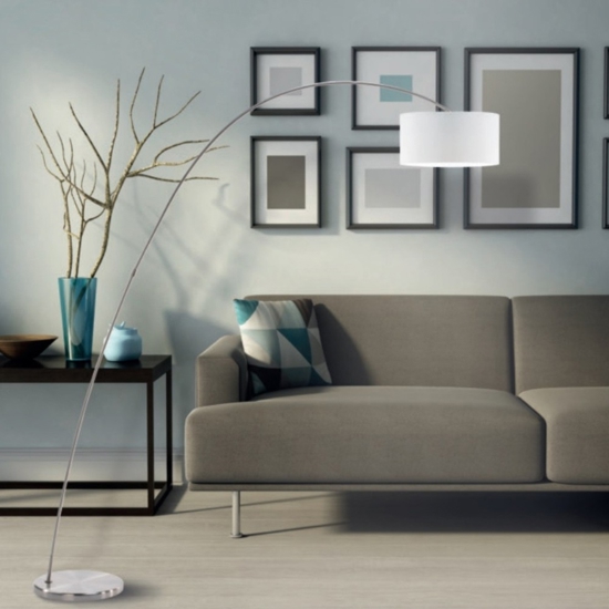 Lampada ad arco moderna stelo grigio nichel