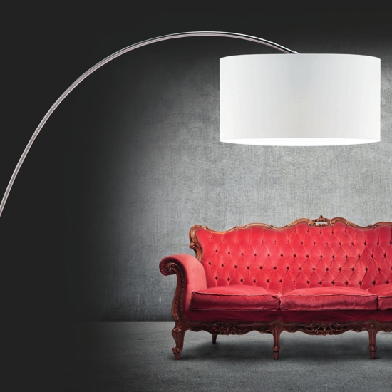 Lampada ad arco moderna stelo grigio nichel