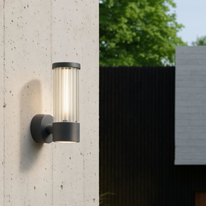 Applique da esterno led 8w 3000k grafite vetro rigato ip54