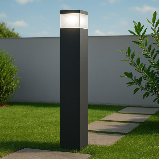 Lampione da giardino moderno squadrato grafite led 12w 4000k ip65