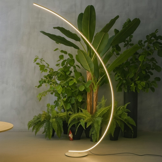 Piantana ad arco iole oro gea luce moderna led 30w 3000k dimmerabile