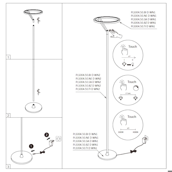 Lampada da terra moderna sabbia led 27w 3000k 4000k vivida meridiana