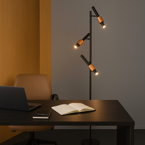 Piantana da terra orientabile 3 led 2300k 3000k 4000k nero e bronzo