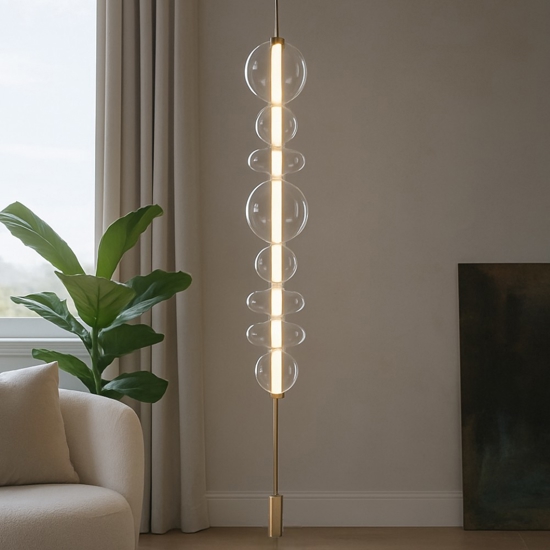 Bubbles perenz lampada da terra bolle vetro led 3000k altezza regolabile