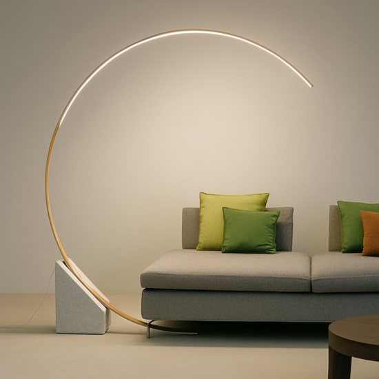 Ondaluce pt run lampada da terra ad arco marmo oro led 35w 3000k