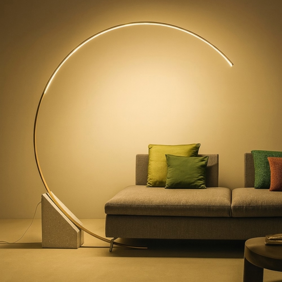 Ondaluce pt run lampada da terra ad arco marmo oro led 35w 3000k