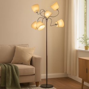 Lampada da terra contemporanea luci orientabili paralumi pergamena