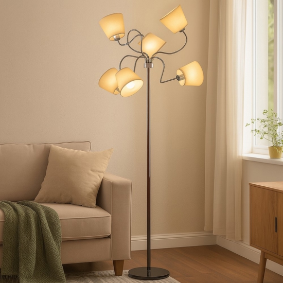 Lampada da terra contemporanea luci orientabili paralumi pergamena